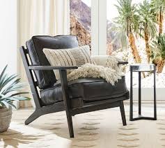 leather chairs armchairs pottery barn