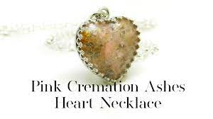 pink cremation ashes heart necklace