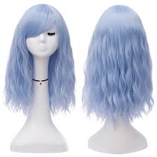 100% brazilian virgin human hair full lace front wig baby hair natural highlight. Amazon Com Mildiso Short Blue Hair Wigs For Women Full Curly Cosplay Wigs With Bangs Heat Resistant Synthetic Wigs Light Blue M050bl Beauty