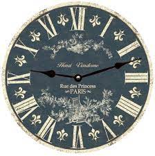 Toile Clock Light Blue Toile French