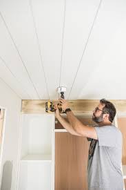 how to plank a ceiling install crown