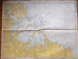 Details About Large Map Boston Harbor Massachusetts Nautical Chart 1966