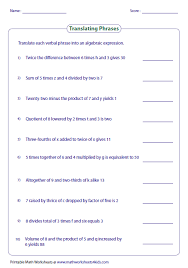 Translating Algebraic Expressions