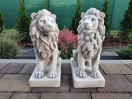 Stone Guardian Lion Sculpture Concrete