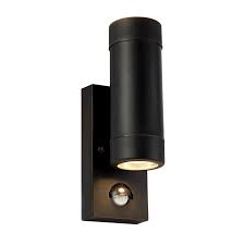 down wall light with pir sensor black