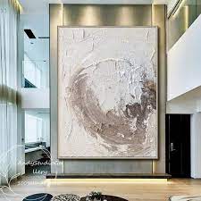 Extra Large Wall Art Beige Textured
