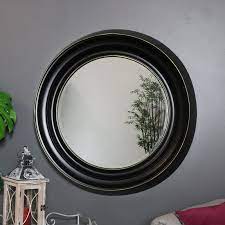 Large Round Black Wall Mirror 86cm X