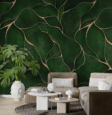 Gold Leaf Green Wallpaper L And