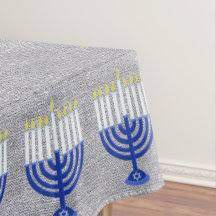 Traditionsjewishgifts.com has a great selection of indoor and outdoor hanukkah decorations, including lighted menorahs, happy hanukkah banners and signs, plastic and wooden dreidels and more. Hanukkah Tablecloths Zazzle