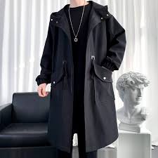 Streetwear Spring Autumn Hooded Trench