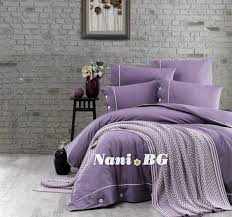 Одеяло от шенил с гладка еднолицева плетка, изработено от полиестер. Spalno Belo Pamuk V Komplekt S Pleteno Odeyalo Purple