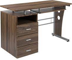 rustic walnut desk with three drawer
