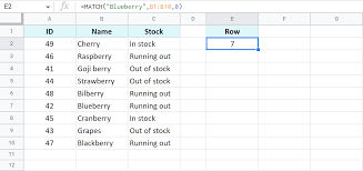 index match in google sheets another