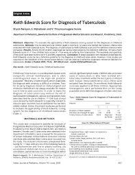 Pdf Keith Edwards Score For Diagnosis Of Tuberculosis