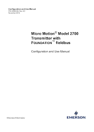 Configuration And Use Manual 2700 Transmitter With