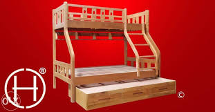 solid wood double deck bed frame