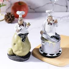 4pcs Italian Chef Statue Figurines