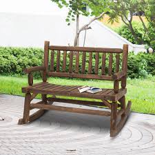 outsunny 2 seater rocking bench wood