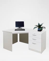 This simple writing desk features a large drawer. R White Cabinets Corner Desk With 3 Drawer Unit Filing Cabinet Haskins Furniture