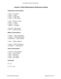 grade 4 fsa mathematics reference sheet