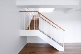 Example of winder stairs with a simple handrail supported by three. Gallery Design Ideas For Staircases And Balustrades