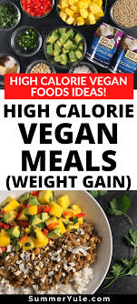 high calorie vegan meals and foods for