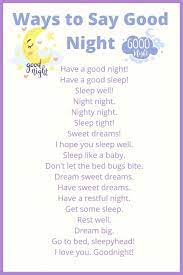 50 diffe ways to say good night to