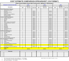 Cost Estimate Comparison Spreadsheet Free Download Cost