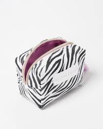 oliver bonas zebra make up bag in white