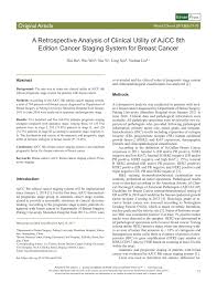 Pdf A Retrospective Analysis Of Clinical Utility Of Ajcc