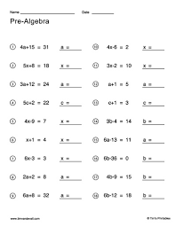 Pre Algebra Worksheets Tim S Printables