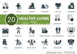 healthy lifestyle icon set collection