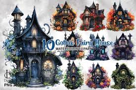Gothic Fairy House Sublimation Clipart