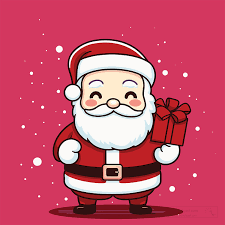 christmas clipart cute santa with gift