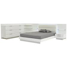 ally white queen bed w 2 nightstands