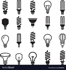 Light Bulb And Cfl Lamp Set Icons