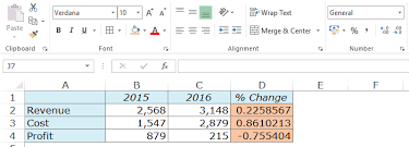 calculate and format percenes in excel