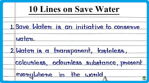 10 lines on save water for children and