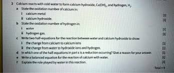 cold water to form calcium hydroxide
