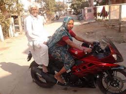 Funny Indian Old Couple On Bike