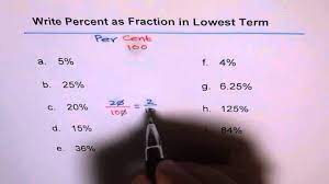 Change from Percent to Fraction In Lowest Term - YouTube