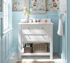Bookmark this for your next bathroom reno we love how our sausalito vanity's light finish brightens up this bathroom and brings a natural element to the space. Classic Single Sink Vanity White Potterybarn Small Bathroom Vanities Bathroom Furniture Bathroom Makeover