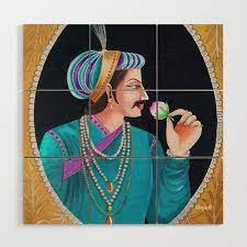 King Indian Miniature Wood Wall Art By