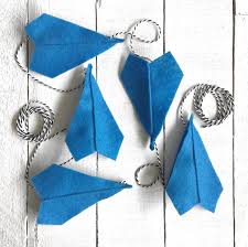 royal blue felt paper airplane garland