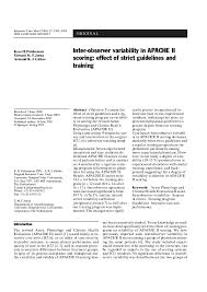 Pdf Inter Observer Variability In Apache Ii Scoring Effect