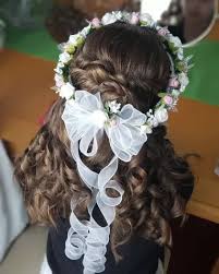 Communion hairstyles girls real flowers hair ambitious as. 53 First Holy Communion Hairstyles For Kids Best