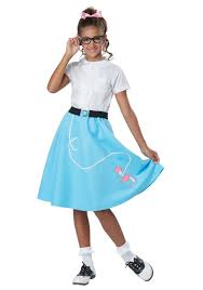 blue and white s 50 s poodle skirt