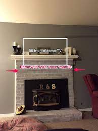remove some brick lower mantle for tv