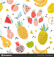 Fruit Seamless Pattern Flat Hand Drawn Style Endless