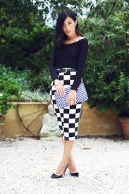 checked pencil skirts